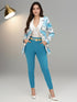 Elegantes Damen Zweiteiler-Anzugset | Print-Blazer & High-Waist-Hose